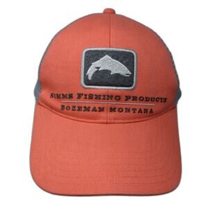 Simms Fishing Products Bozeman Montana Snapback Trucker Hat Pink OS Mesh Back